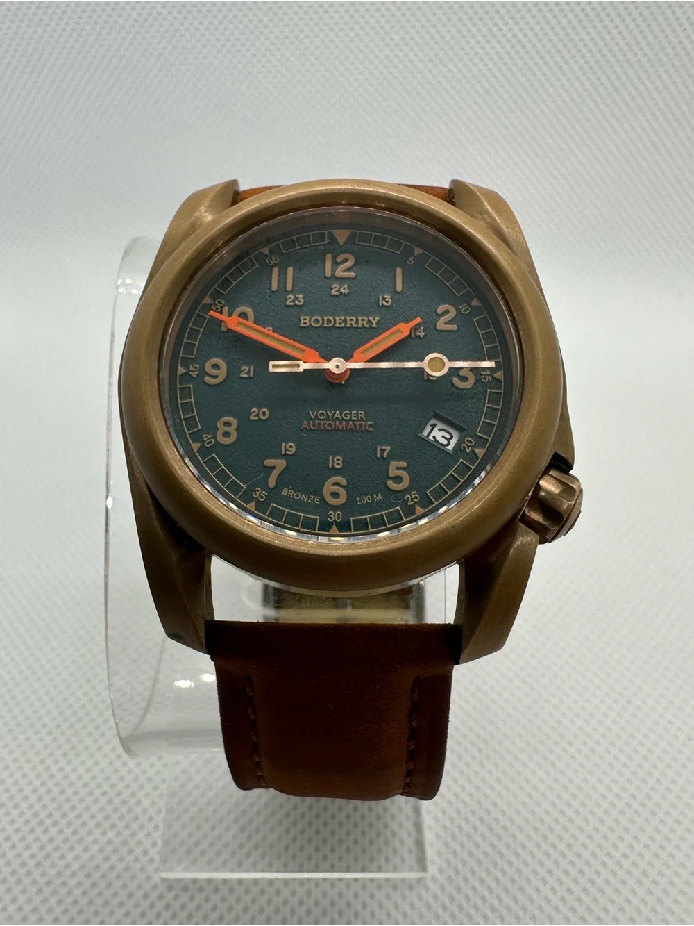 Boderry Voyager Men's 40mm Automatic Field Watch, Bronze Case, Sapphire Crystal